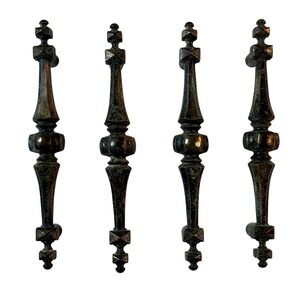 Antique Eastlake Victorian Brass Cabinet Pulls Gothic Revival Handles 4.5 Set 4